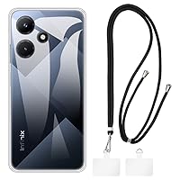 Infinix Hot 30i X669C 4G Case + Universal Mobile Phone Lanyards, Neck/Crossbody Soft Strap Silicone TPU Cover Bumper Shell for Infinix Hot 30i NFC X669D 4G (6.56”)