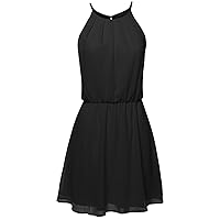 Women's High Neck Pleated Dress w/Waistband