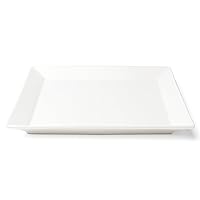 FOUNDATION Porcelain Wide Rim Plate, Square, 10 Inch, Set of 12, White