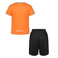 YiZYiF Kids Boys Girls 2 Piece Gym Workout Tracksuit Moisture Wicking Short T-shirts with Sport Shorts Set Sportwear