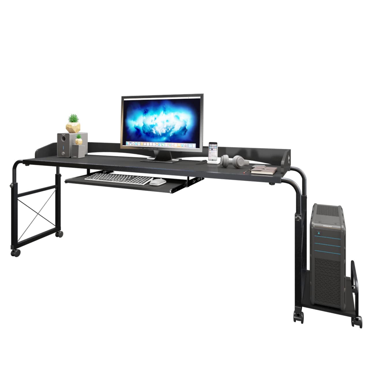 SogesHome 55'' Overbed Desk Laptop Cart with Wheel, 55