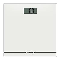 Salter 9205 WH3R Digital Bathroom Scale – Large Display Body Weighing Scales, Glass Platform, Easy Read, Instant Weight Reading, Carpet Feet for Accurate/Precise Measures, Slim, 180KG Capacity, White