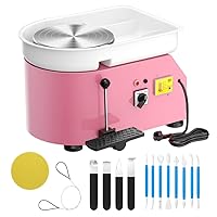 Pottery Wheel Pottery Forming Machine 25CM 350W Electric Pottery Wheel with Foot Pedal DIY Clay Tool Ceramic Machine Work Clay Art Craft (Pink)
