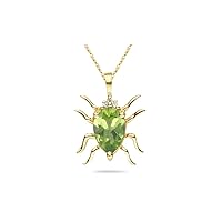 0.02 Cts Diamond & 1.10 Cts Peridot Pendant in 14K Yellow Gold - Valentine's Day Sale