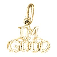 18K Yellow Gold I'm Good Saying Pendant, Made in USA