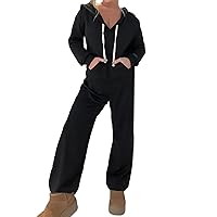Womens Spandex Jumpsuit Hooded Jumpsuits 1Piece Outfit Romper With Pockets Cozy Days Jumpsuit Woman Jumpsuit