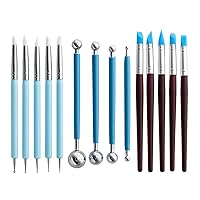 14Pcs Clay Sculpting Tools Set,10Pcs Modeling Clay Rubber Brushes Silicone Sculpting with 4 Pcs Clay Balls Double Ended Dotting Tool Kit