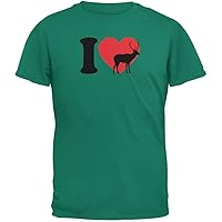 Animal World I Heart Love Deer Jade Green Adult T-Shirt