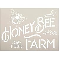 Honey Bee Farm Stencil by StudioR12 | DIY Vintage Spring Farmhouse Kitchen Home Decor | Raw & Pure | Craft & Paint Country Rustic Wood Signs | Reusable Mylar Template | Select Size (9 x 7 inch)