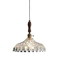 Clear Glass Pendant Lamp with Switch, Transparent Glass Pendant Lighting for Kitchen Island, Rustic Farmhouse Pendant Light Fixture, Retro Pendant Light for Dining Room Above Sink Over Table