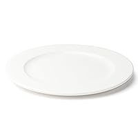 FOUNDATION Porcelain Wide Rim Plate, Round, 10.75 Inch, White, Set of 12