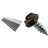 Amerimax Home Products 638010 Hoover Dam Gutter Guard, Dark Gray, 10 Count (Pack of 1) and Hard-to-Find Fastener 014973245146 Slotted Hex Gutter Screws Brown, 7 x 1/2, Piece-100