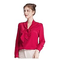 Women’s Silk Blouse,Loose Wear&Long Sleeves&V Collar,Mulberry Silk,6 Colors,女士真丝衬衫