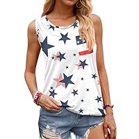 For G and PL Women's July 4th American Flag Sleeveless Tank Top with Pocket