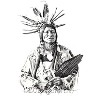 Chief Many Horns Pencil Drawing American Indian Art Print by Artist DJ Rogers