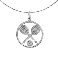Silver Tennis Racket And Ball Necklace | Rhodium-plated 925 Silver Tennis Racket & Ball Pendant with 18