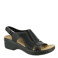 Clarks womens Airabell Mid Wedge Sandal, Black Leather, 12 US