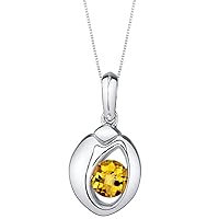 PEORA Sterling Silver Sphere Solitaire Pendant Necklace for Women in Various Gemstones, Round Shape 6mm, with 18 inch Italian Chain