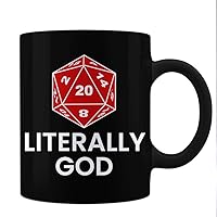 Literally God D20 Coffee Cup 11oz Dungeon Master Pathfinder D&D Dungeons and Dragons Novelty