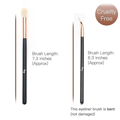 Qivange Synthetic Hairs Eyeshadow Brush Set 12PCS Black Rose Gold Makeup Brush Set for Concealer Eyebrow Eyeliner Eye Shadow Blending