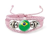 Brazil Adjustable Flag Woven Bracelets - Fashion Brazil Flag Time Stone Bracelet Handmade Bracelet, Multilayer Braided Novelty Jewelry For Men Women Couple Gift