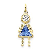 10k Yellow Gold Polished September Girl Charm Pendant Necklace Measures 20x10mm Wide Jewelry Gifts for Women