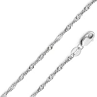 14K White Gold 1.8mm Singapore Chain for Men and Women | 14K Solid Gold Spring Ring Jewelry for Men’s Women’s Girls | Jewelry Gift Box | Gift for Her | Gold Bracelet