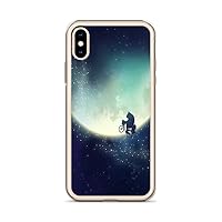 iPhone X/XS Case | Universe Stars Moon iPhone X/XS Case | Shockproof Anti-Scratch Clear Moon Bear Biking Case | TPU Bumper Case Cover for Apple iPhone X/XS Moon Case