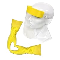 3 Pairs Yellow Nitrile Kitchen Gloves Plus 3 Packs Yellow Disposable Full Face Shield for Man and Women