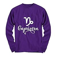 Capricorn Zodiac Sign T-Shirt Sign Plus Size Women Men Long Sleeve Tee Purple