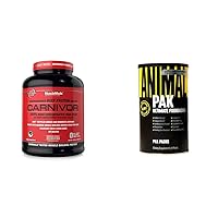 MuscleMeds, Carnivor Beef Protein Isolate Powder 56 Servings, Chocolate, 72 Ounce,4.19 Pound (Pack of 1),002542 & Animal Pak - Convenient All-in-One Vitamin & Supplement Pack - Zinc, Vitamins C, B, D