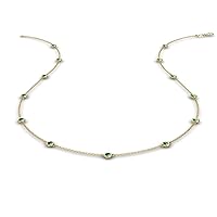 Emerald by Yard 13 Station Necklace 0.60 ctw 14K Yellow Gold. Included 18 Inches Gold Chain.
