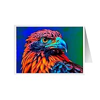 ARA STEP Unique All Occasions Birds Pop Art Greeting Cards Assortment Vintage Aesthetic Notecards 2 (Set of 8 SIZE 105 x 148.5 mm / 4.1 x 5.8 inches) (Hawk Bird 3)