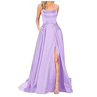XJYIOEWT Strapless Mini Dress Formal,Prom Dresses Ladies Long Women Elegant Backless Long DressesCrisn Satin Spaghetti P