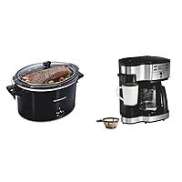 Hamilton Beach Slow Cooker, Extra Large 10 Quart, Stay or Go Portable With Lid Lock & 2-Way 12 Cup Programmable Drip Coffee Maker & Single Serve Machine