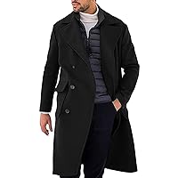 Jackets for Men Winter, Men's Casual Trench Coat Slim Fit Fashion Collar Long Jacket Overcoat Single wih Pockets