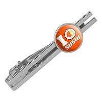 I Love Sushi Roll Heart Round Tie Bar Clip Clasp Tack Silver Color Plated