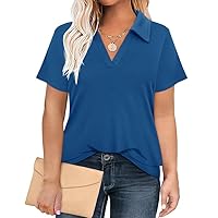 RITERA Plus Size Tops for Womens Polo Shirt Zipper Tshirt Office Business V Neck Tunic Work Blouses Dressy Collared Clothes