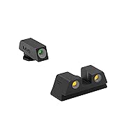 Meprolight Tru-Dot tritium night Sights set Compatible with Glock 19 17 20-25 26 27 28-35 37 39 43 43x 42 48 tritium self luminous fixed sights, Green, Orange or Yellow tritium available on rear sight
