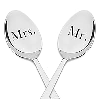 Christmas Birthday Gifts Spoons for Couples 2 Pcs Mr Mrs Spoons for Boyfriend Girlfriend Anniversary Valentines Gift for Husband Wife Wedding Engagement Gifts for Bride Groom Fiancee Coffee Tea Spoon