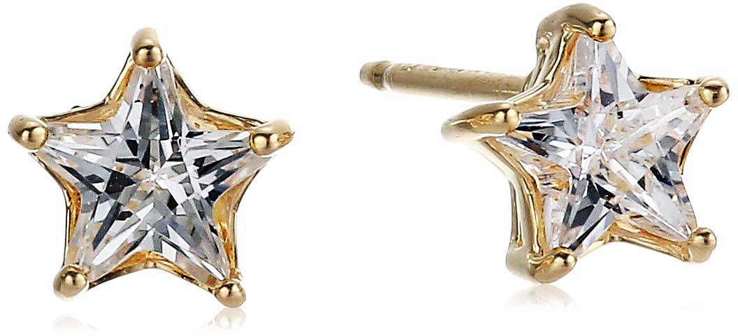Amazon Collection Gold and Rhodium Plated Sterling Silver Cubic Zirconia Earrings