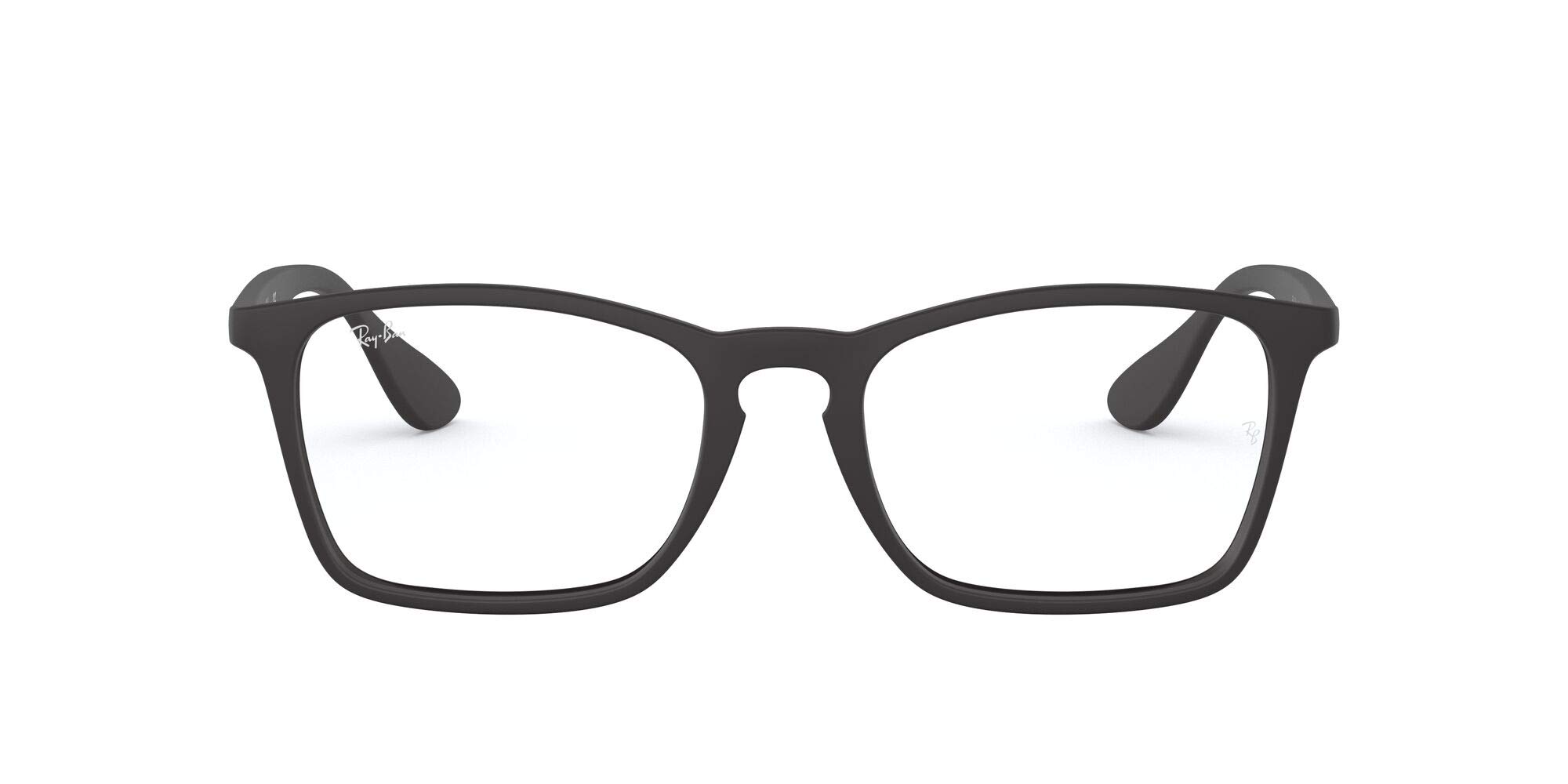 Ray-Ban Men's Rx7045 Square Prescription Eyeglass Frames, Rubber Black/Demo Lens, 55 mm