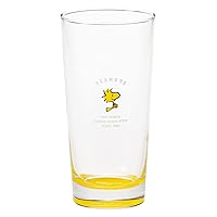 Kaneshotouki 617124 Peanuts Snoopy Glass Tumbler, Cup, L, Approx. 14.2 fl oz (415 ml), Simple, Point, Bottom Color, Yellow, Made in Japan