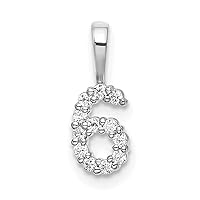 14k White Gold Diamond Sport game Number 6 Pendant Necklace Measures 12.85x4.97mm Wide 1.85mm Thick Jewelry for Women