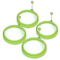 Silicone Egg Ring, 100% Food Grade Egg Cooking Rings, Egg Rings Non Stick, Egg Cooking Rings, Perfect Fried Egg Mold or Pancake Rings (New, 4pcs, Green)