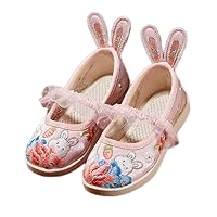 kkdom Girls Handmade Hanfu Shoes Children Chinese Traditional Embroidered Shoes Baby Antique Costume Performance Ballet Flats Toddler Girl