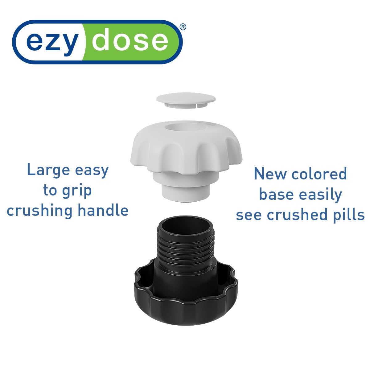 EZY DOSE Crush Pill, Vitamins, Tablets Crusher and Grinder, Effortlessly Crushes Medications into Fine Powder, Features Storage Compartment, Durable, Easy-to-Use Design, Black, Large