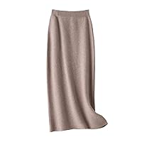 100% Wool Skirt for Women Autumn Winter Mid-Length High-Waisted Thin Cashmere Skirt Knitted All-Match Hip Skirt