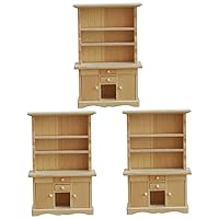 3 Pcs 112 Dollhouse Bookshelf Cabinet Decoration Dollhouse Wardrobe Solid Wood Bookshelf Arts and Crafts Supplies Bookcase Stuff Furniture Mini Bookshelf Wooden Miniature Model