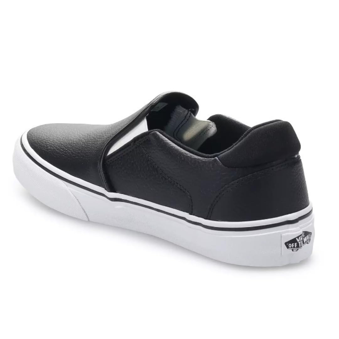 Vans Unisex Asher Deluxe Leather Slip On Low Cut Design Sneaker - Black